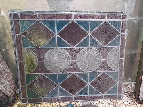 5 glas in lood ramen, afkomstig uit een oud Brugs herenhuis., Doe-het-zelf en Bouw, Glas en Ramen, Zo goed als nieuw, Ophalen