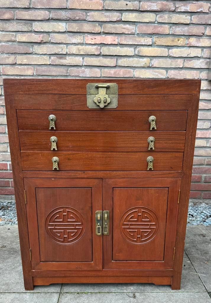 Oosterse Bestek kast Servieskast Rosewood Palissander, Antiquités & Art, Antiquités | Meubles | Armoires, Enlèvement