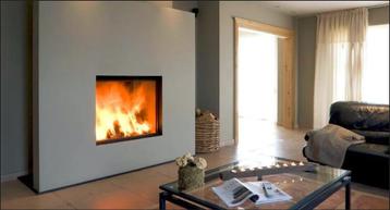 Houtvuur M-design Luna - ingebouwd (liftdeurhaard), Enlèvement, Comme neuf, Encastré, Cheminée au bois