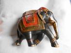 éléphant indien, sculpture en bois et 2 sous verres steatite, Enlèvement ou Envoi