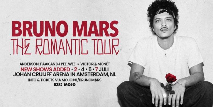 2 places de concert Bruno Mars Amsterdam 02/07 - Platinium, Tickets & Billets, Concerts | Pop, Deux personnes, Juillet