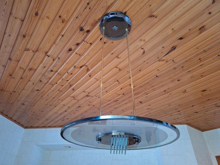 Design hanglamp - vintage eyecatcher, Maison & Meubles, Lampes | Suspensions, Utilisé, 75 cm ou plus, Verre, Métal, Enlèvement