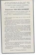 Franciscus Van Den Bogaert bombardement 25/07/1943 Hamburg, Ophalen of Verzenden