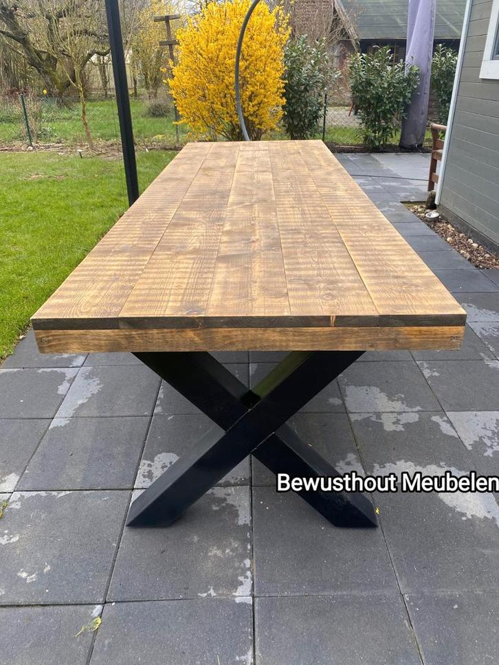 "Steigerhouten Tafel: Stoer en Duurzaam voor Elk Interieur!!, Tuin en Terras, Tuintafels, Nieuw, Hout, Ophalen of Verzenden
