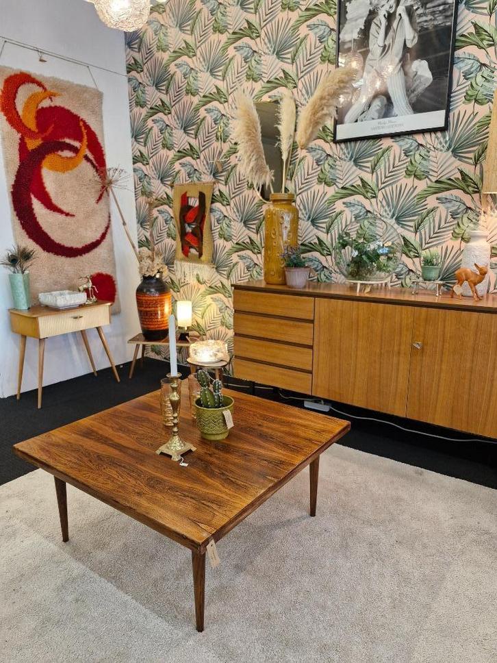 Vintage salontafel palissander 70s, Verzamelen, Retro, Huis en Inrichting, Ophalen