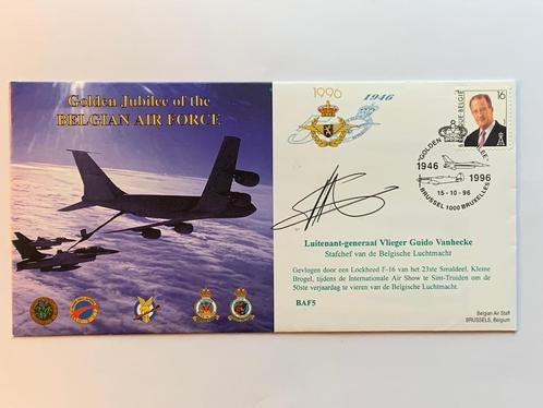 Enveloppe 50e verjaardag Luchtmacht - Lt. Gen G. Vanhecke, Verzamelen, Militaria | Algemeen, Luchtmacht, Overige typen, Ophalen of Verzenden