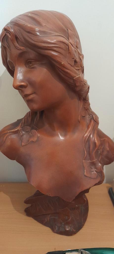 Beau buste ancien d une belle avec indication ( Amitier), Antiquités & Art, Art | Sculptures & Bois, Enlèvement