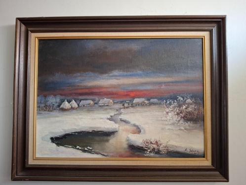 Schilderij Albert Steel winterlandschap, Antiek en Kunst, Kunst | Schilderijen | Klassiek, Ophalen