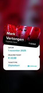 1 ticket voor Mark Vertongen, Tickets en Kaartjes, Eén persoon