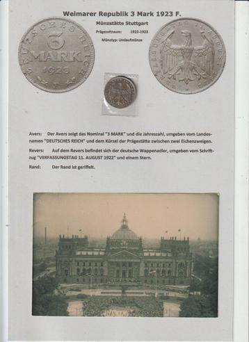 3 Mark 1923 Weimar Republiek beschikbaar voor biedingen