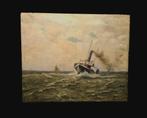 2x Antieke Marines 19E.Gesigneerd., Antiek en Kunst, Kunst | Schilderijen | Klassiek, Ophalen of Verzenden