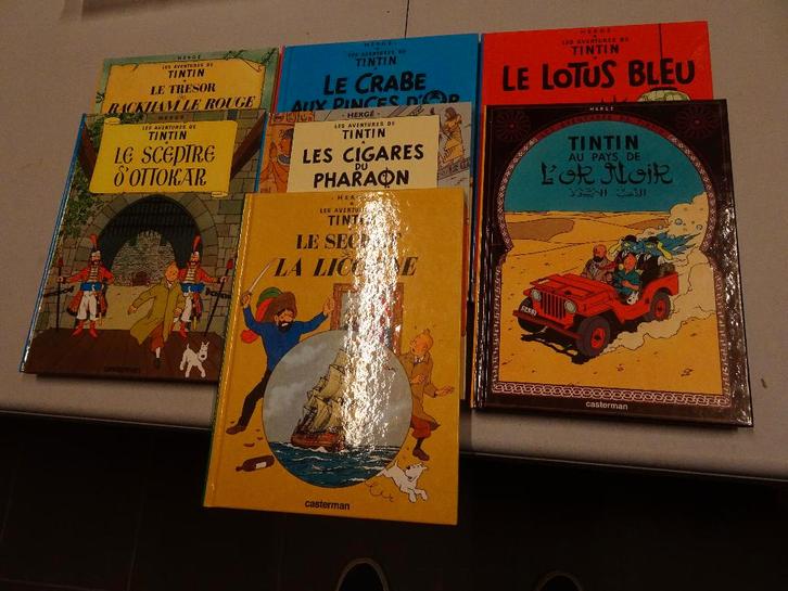 Série 7 BD Tintin (format A5) - Hergé, Verzamelen, Stripfiguren, Zo goed als nieuw, Boek of Spel, Kuifje, Ophalen of Verzenden