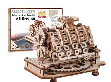 3D Houten Puzzel V8 Engine - DIY Wood Builds - Model Builds beschikbaar voor biedingen