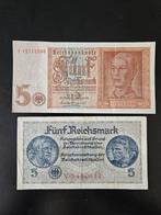 2 x 5 Reichsmark Duitsland set 1942 jaa, Postzegels en Munten, Bankbiljetten | Europa | Niet-Eurobiljetten, Ophalen of Verzenden