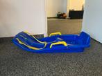 2 sleeën: 1 blauwe kunststof slee & 1 houten slee, Kinderen en Baby's, Ophalen, Rem, Zo goed als nieuw, Hout