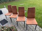 Set van 4 eetkamerstoelen – industriële look – bruin suède, Ophalen, Zo goed als nieuw, Bruin, Metaal