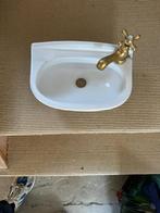 Lave mains en faïence avec robinet doré, Enlèvement, Utilisé, Lavabo