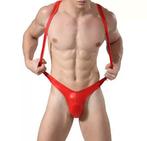 Rode thong body faux leather 1 size, Ophalen of Verzenden, Rood