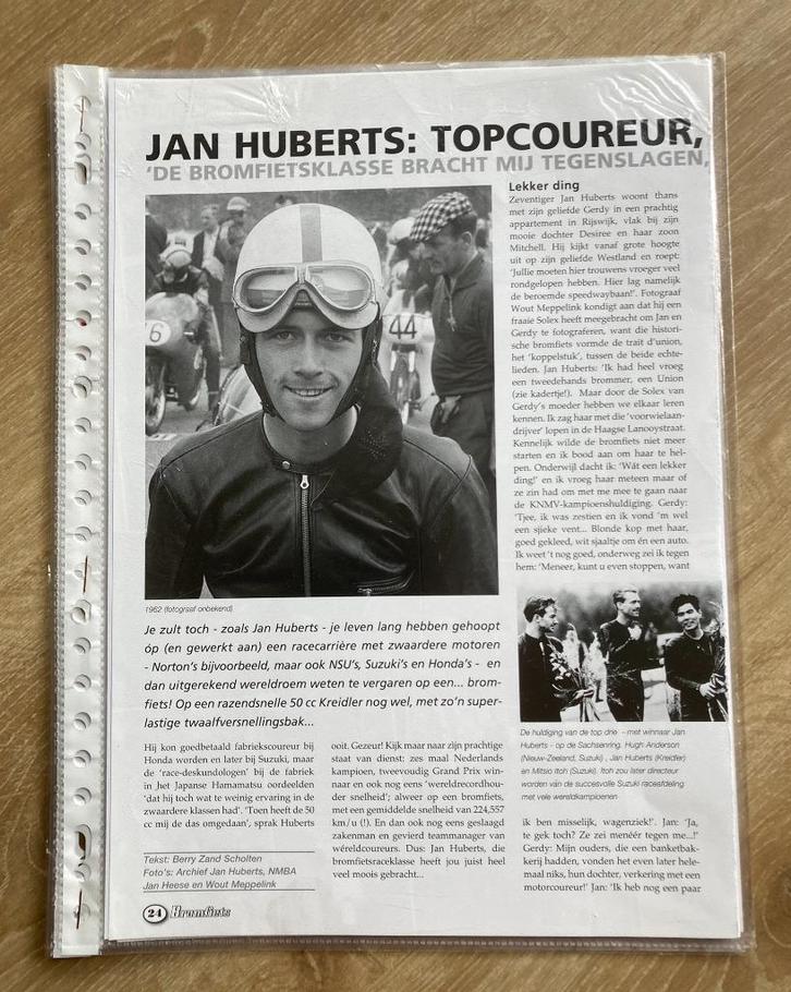 Unieke Map met documentatie Jan Huberts Topcoureur, Fietsen en Brommers, Handleidingen en Instructieboekjes, Zo goed als nieuw