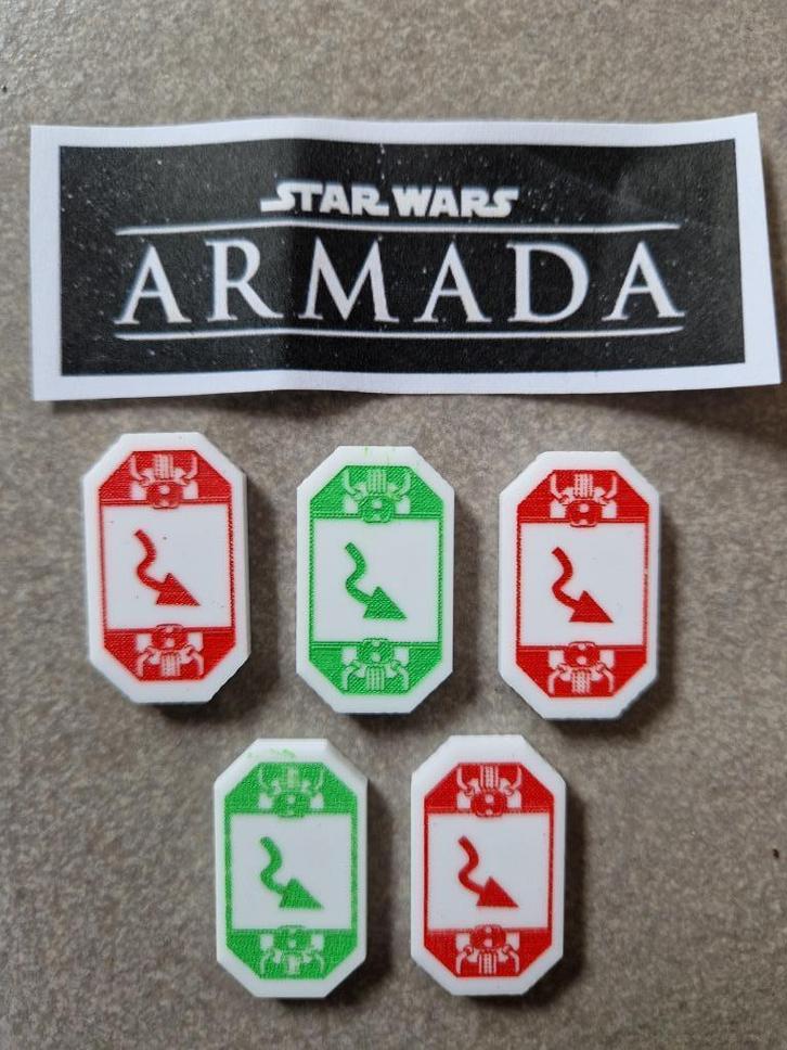 Star Wars Armada 5 Acryl Evade Tokens rood/groen/wit FFG, Hobby en Vrije tijd, Gezelschapsspellen | Bordspellen, Zo goed als nieuw