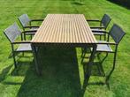 Teaktafel + 4 stoelen, Tuin en Terras, Tuintafels, Ophalen, Zo goed als nieuw, Teakhout