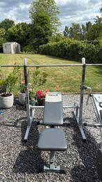 Drukbank met baar, Sport en Fitness, Ophalen of Verzenden, Zo goed als nieuw, Borst, Fitnessbank