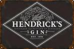 Reclamebord vintage Hendrick’s Gin zwart - mancave nieuw, Ophalen of Verzenden, Nieuw, Reclamebord