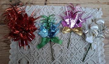 4 Vintage kerststekers,  folie, KERST beschikbaar voor biedingen