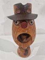 Vintage houten notenkraker Cowboy Beeldje met lederen Hoed, Ophalen of Verzenden