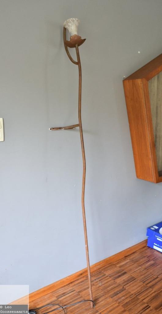 Aparte design staande lamp, Huis en Inrichting, Lampen | Vloerlampen, Zo goed als nieuw, 150 tot 200 cm, Glas, Metaal, Ophalen