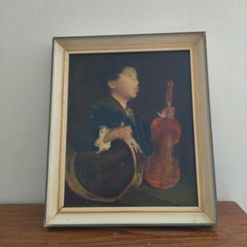 Schilderij aan boord. De jongen met de viool  beschikbaar voor biedingen