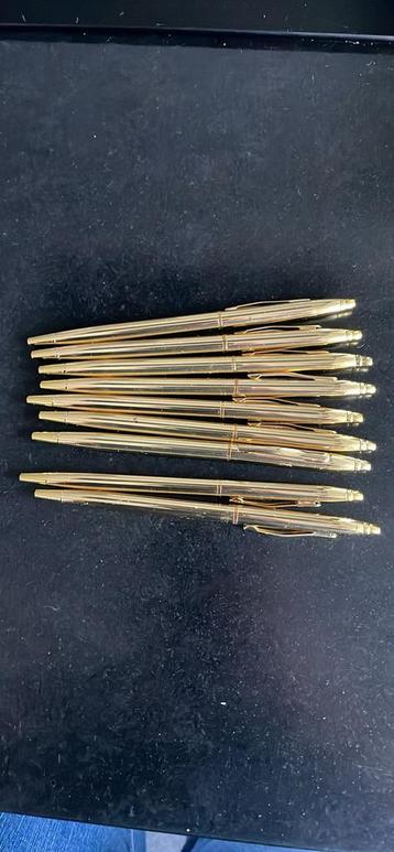 9 gouden pennen - blauwe inkt beschikbaar voor biedingen