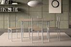 VJ Tafelset Amelia met 4x stoelen compleet +Gratis Levering, Ophalen of Verzenden, Nieuw, Metaal