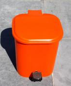 Vintage oranje vuilbakje, Ophalen of Verzenden, Kunststof, Met pedaal, Minder dan 50 cm