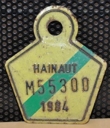 ancienne plaque velo moteur hainaut 1984, Enlèvement ou Envoi, Utilisé