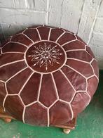 Leren handgemaakte marokkaanse poef, Huis en Inrichting, Ophalen, Zo goed als nieuw, Leer