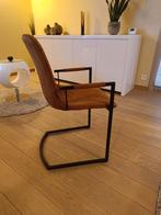 6 stoelen cognac met zwart metalen onderstel GERESERVEERD, Huis en Inrichting, Ophalen, Bruin, Nieuw, Stof