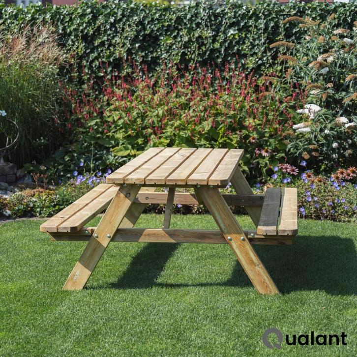 Gloednieuwe Geïmpregneerde Picknicktafels, Tuin en Terras, Picknicktafels, Nieuw, Rechthoekig, Hout, Inklapbaar, Ophalen of Verzenden