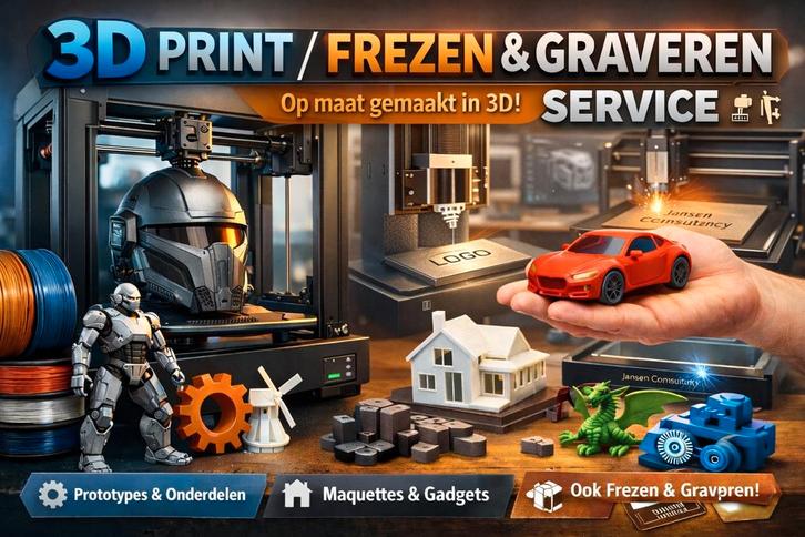 ONTWERP • 3D PRINT • RESIN PRINT • FREZEN & GRAVEREN, Computers en Software, 3D Printers, Ophalen of Verzenden