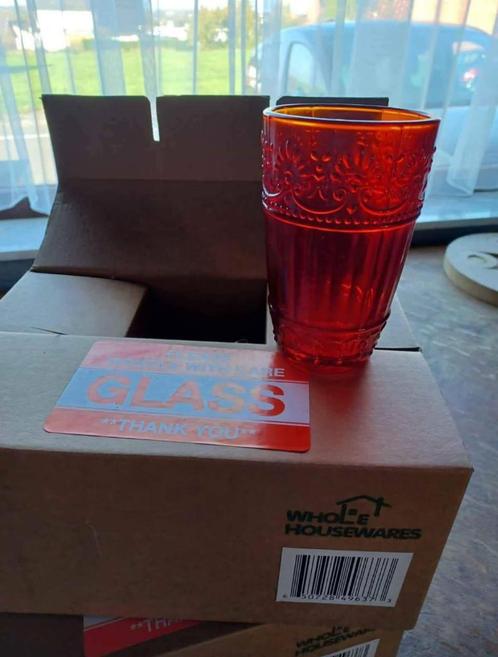 Rode glazen tuimelaars, Verzamelen, Glas en Drinkglazen, Nieuw, Waterglas, Ophalen