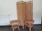 Ensemble de bambou - paravent et 2 tables rondes - état neuf, Enlèvement, Comme neuf