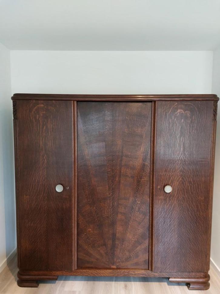 Vintage (slaapkamer met) kast, stoelen, bed, Kinderen en Baby's, Kinderkamer | Commodes en Kasten, Gebruikt, Kast, 105 cm of meer