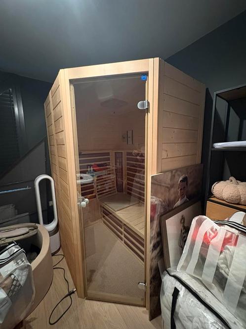 Sauna 3 pers (np 6500,-)  met infraroodlampen, zoutv. en ..., Sport en Fitness, Sauna, Zo goed als nieuw, Complete sauna, Infrarood
