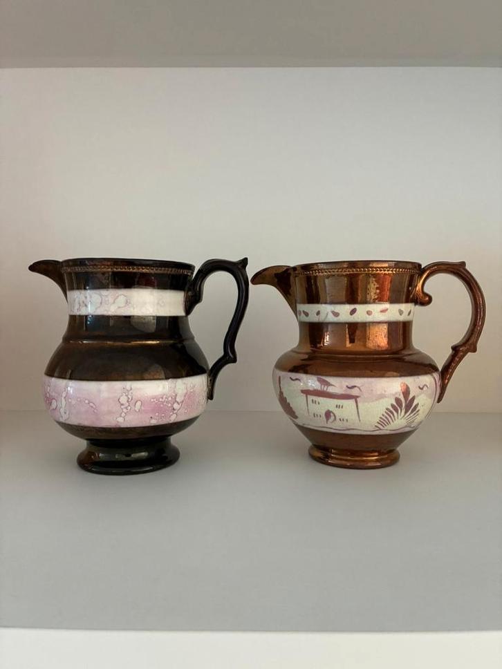 Copper Luster Ceramic Pitcher (2-set), Antiek en Kunst, Antiek | Brons en Koper, Koper, Ophalen of Verzenden