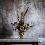 Vintage 'gouden' wheat wall lamp met bloemen : Franse stijl, Ophalen of Verzenden