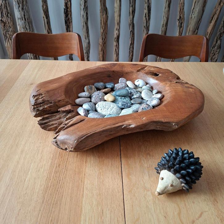 Gigantische olijfhouten mand uit de jaren 60, Antiek en Kunst, Antiek | Woonaccessoires, Ophalen