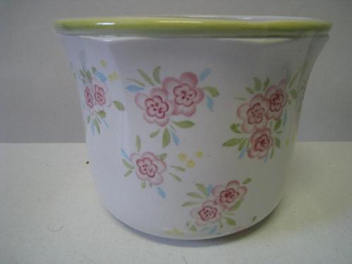 Bloempot wit, met bloemmotief, diam 14cm, perfekte staat !!, Tuin en Terras, Bloempotten, Binnen, Ophalen of Verzenden