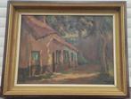 huile sur panneau chaumiere signe jules postel, Antiek en Kunst, Ophalen of Verzenden