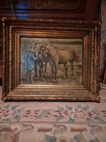 Handgeschilderd antiek schilderij beschikbaar voor biedingen