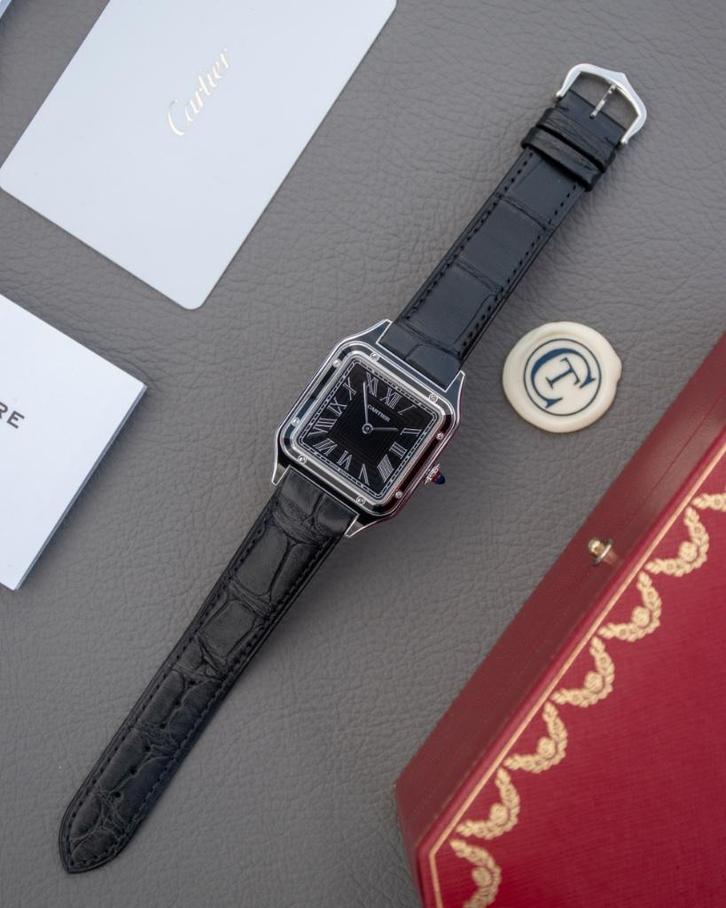 Cartier Santos Dumont "Black Lacquer" de 2025, Bijoux, Sacs & Beauté, Montres | Hommes, Neuf, Montre-bracelet, Acier, Cuir, Enlèvement